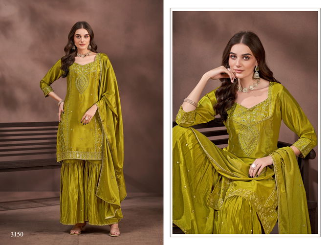 D 3148 To 3150 By Ladies Flavour Chinon Embroidery Readymade Suits Wholesale Online